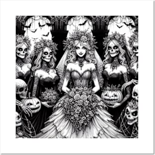 Halloween Bride and Bridesmaids Posters and Art